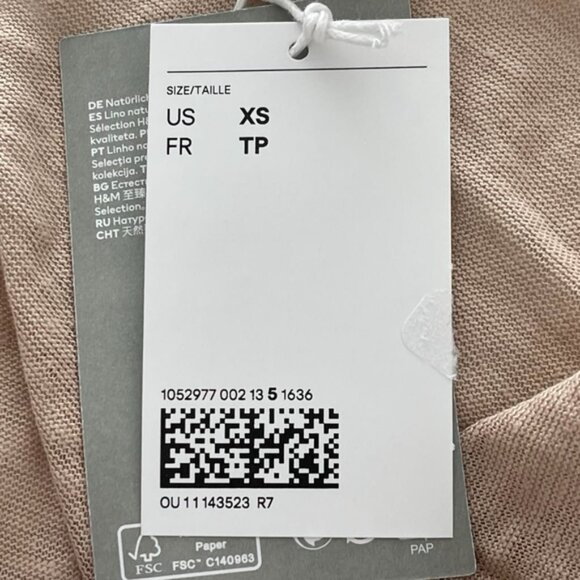 Beige H&M Women's Linen V-Neck Top - Picture 7 of 9